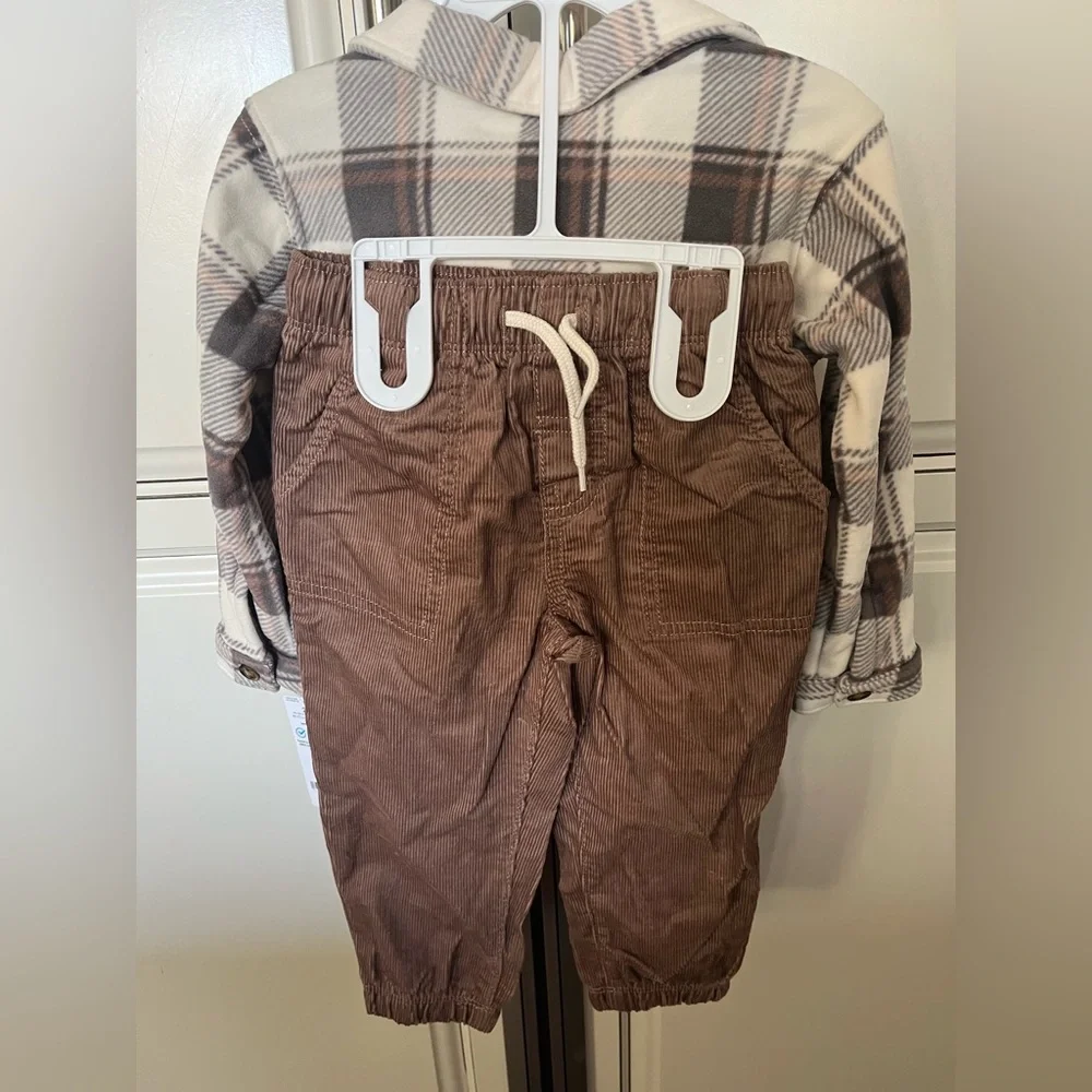 Carter's Brown Plaid Flannel and Pants Set Super Soft